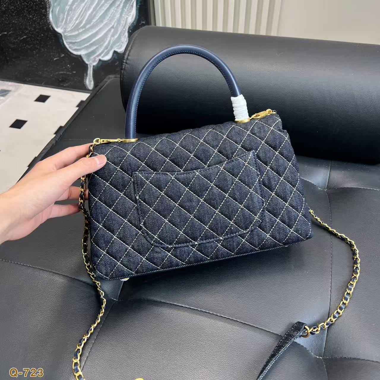 CHANE1 coco handle デニムハンドバッグ【50％割引+送料無料】