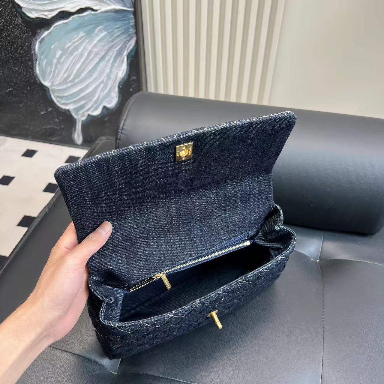 CHANE1 coco handle デニムハンドバッグ【50％割引+送料無料】