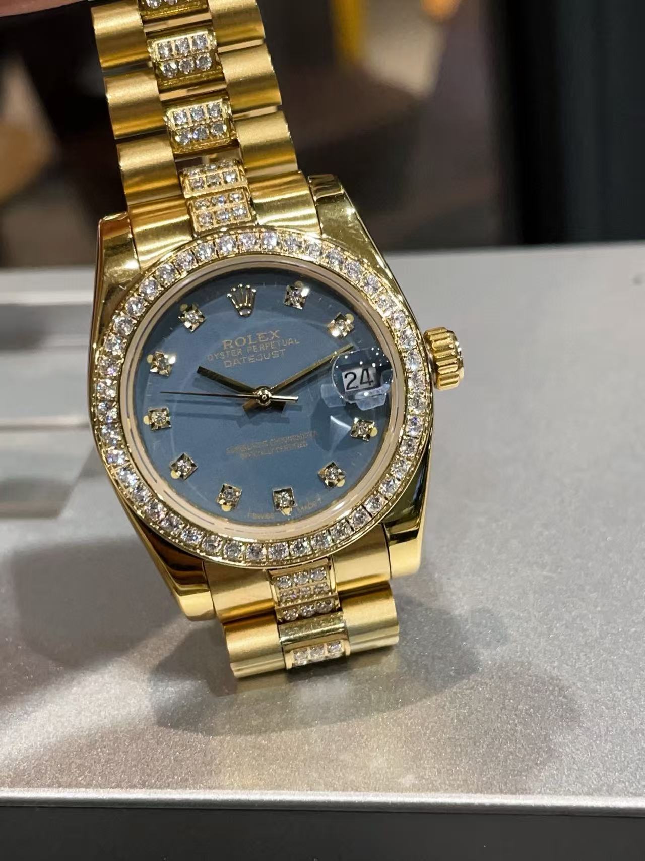 R0LEX クラシック ダイヤモンド スチールストラップ レディースウォッチ【50％割引+送料無料】