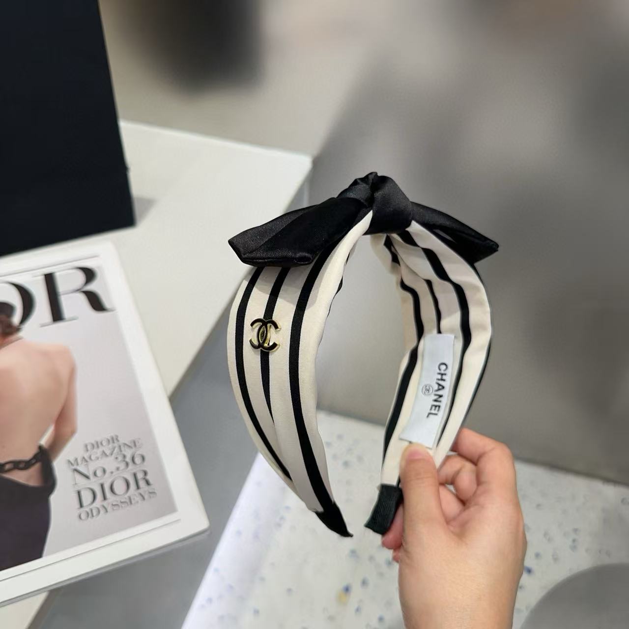 CHANE1 ストライプダブルCヘッドバンド【50％割引+送料無料】