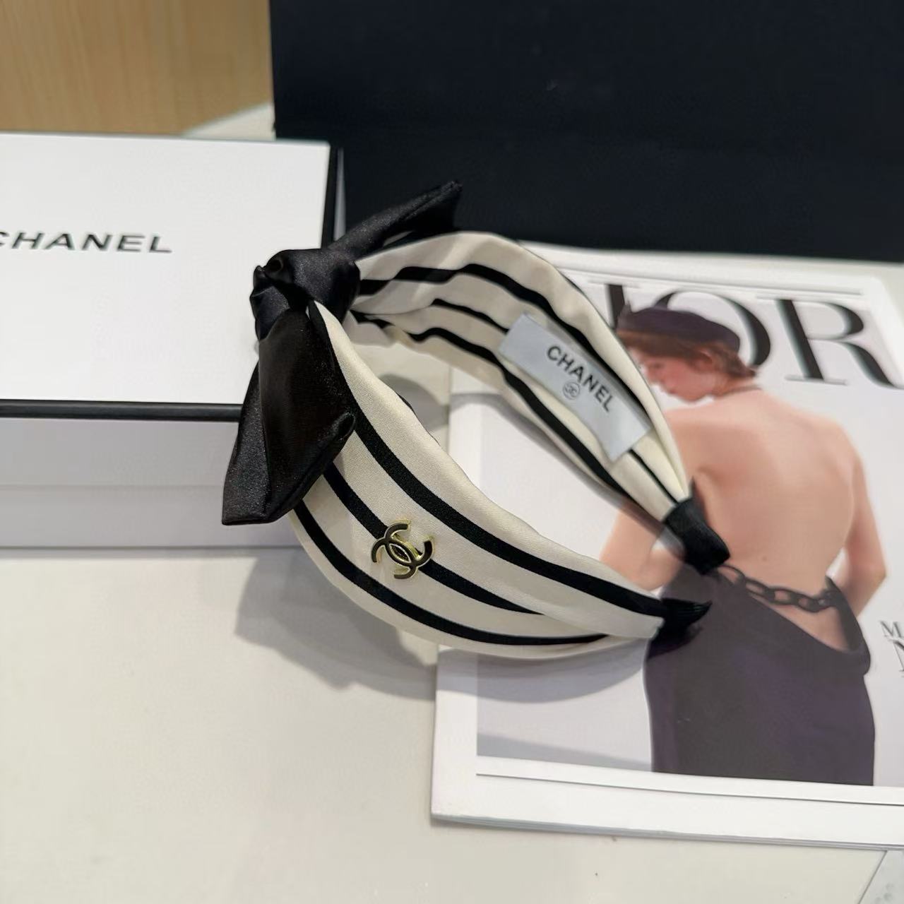 CHANE1 ストライプダブルCヘッドバンド【50％割引+送料無料】