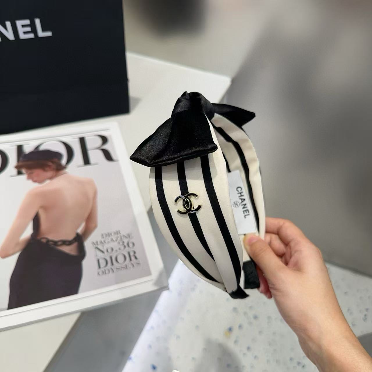 CHANE1 ストライプダブルCヘッドバンド【50％割引+送料無料】