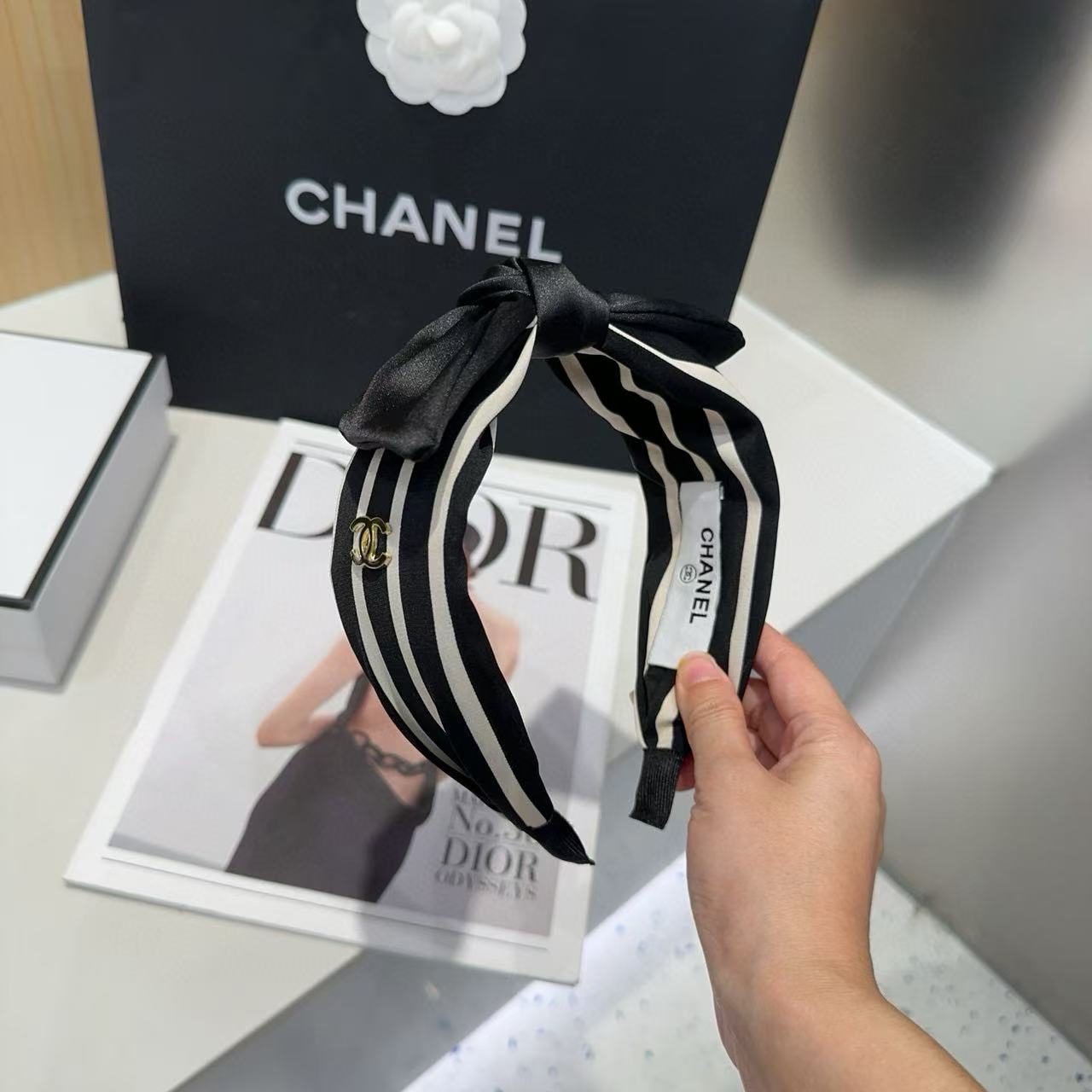 CHANE1 ストライプダブルCヘッドバンド【50％割引+送料無料】