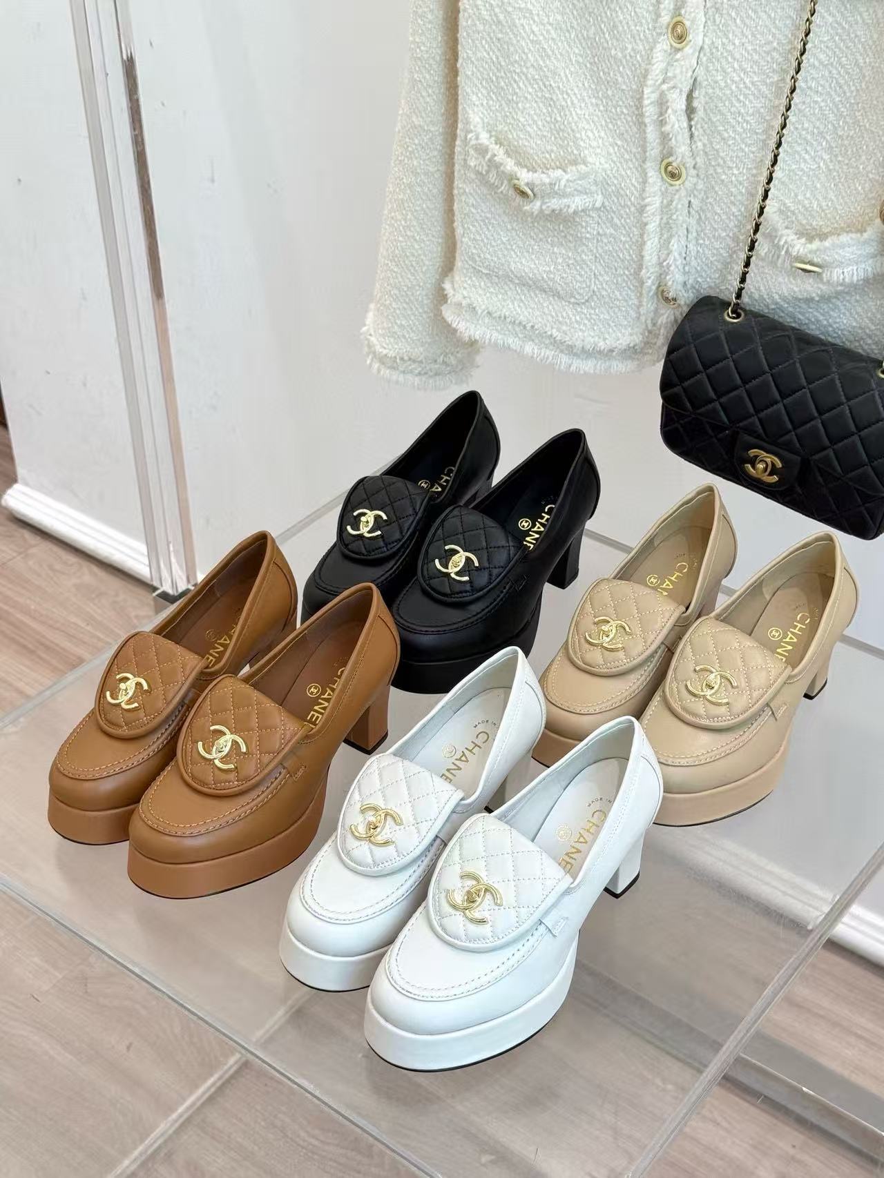 CHANE1 高品質ダブルCハイヒール【50％割引+送料無料】