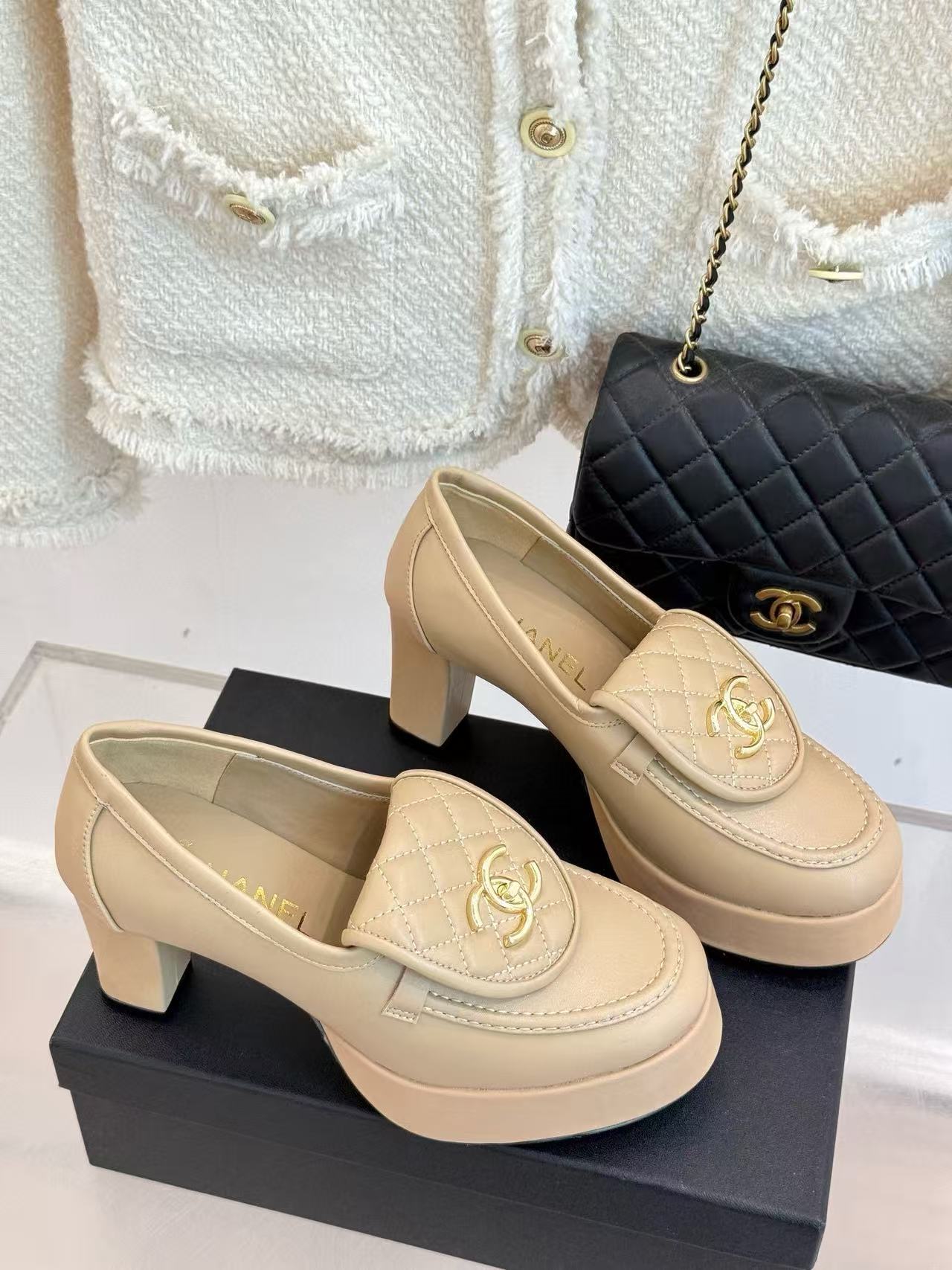 CHANE1 高品質ダブルCハイヒール【50％割引+送料無料】