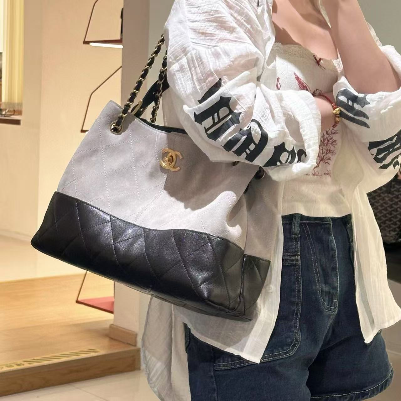 CHANE1 ディアスキンチェーンショッピングバッグ【50％割引+送料無料】