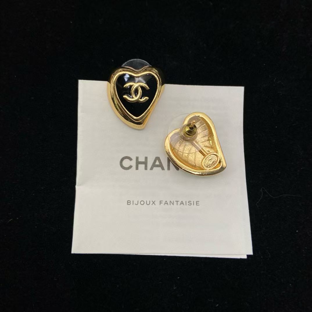 CHANE1 ダブルC ピーチハート イヤリング + ネックレス 2点セット【50％割引+送料無料】