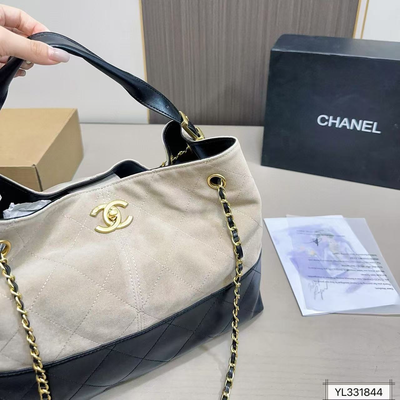 CHANE1 チェーン鹿ベルベットショッピングバッグ【50％割引+送料無料】