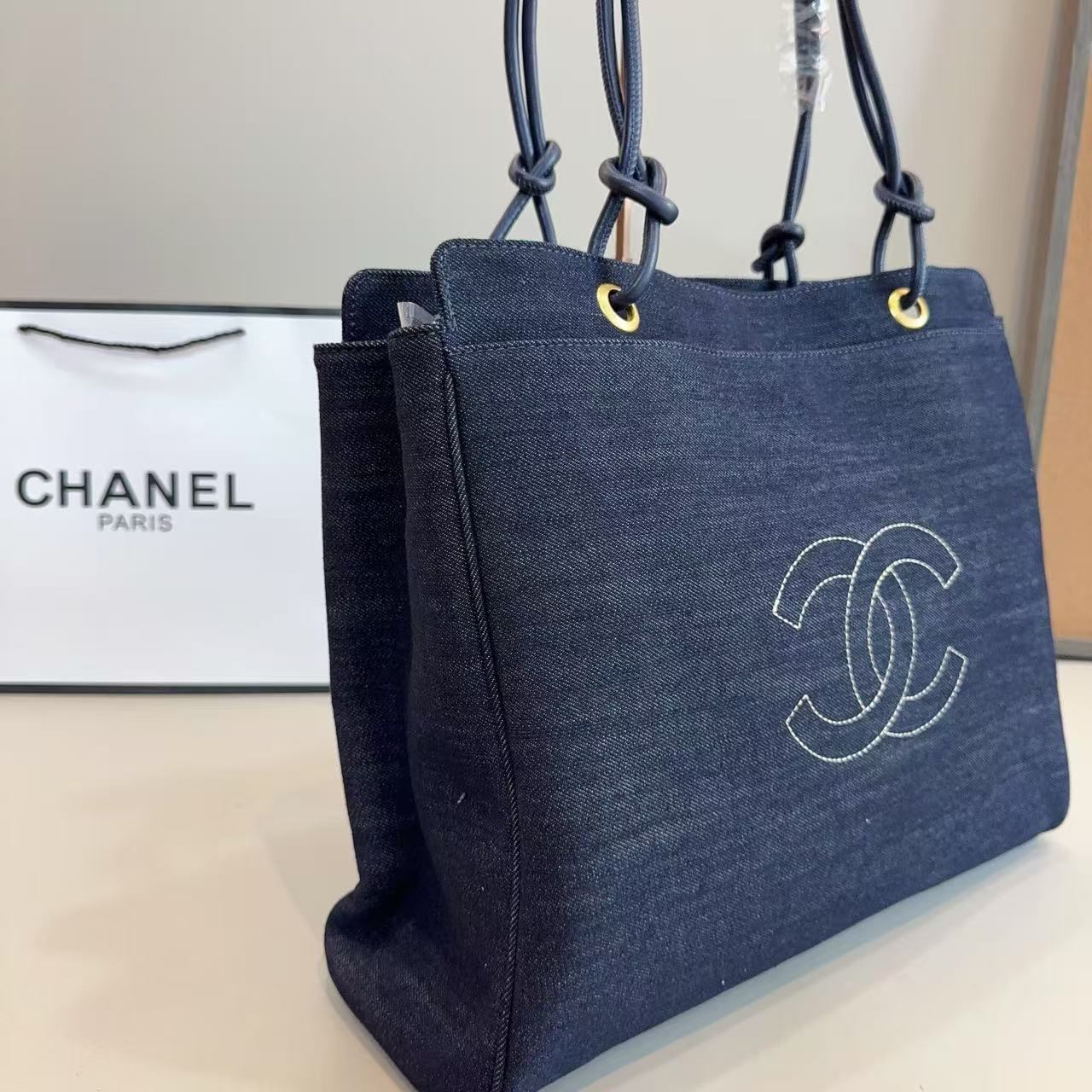 CHANE1 ダブルC デニムショルダーバッグ【50％割引+送料無料】