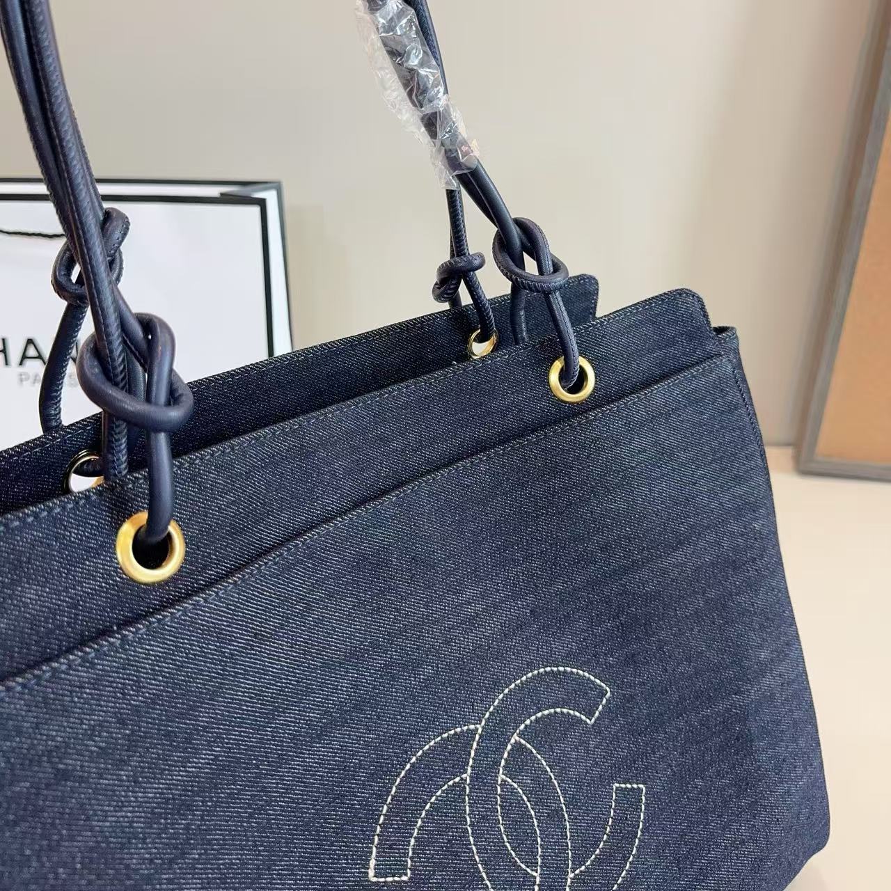 CHANE1 ダブルC デニムショルダーバッグ【50％割引+送料無料】