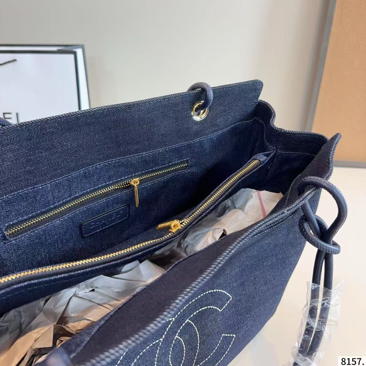 CHANE1 ダブルC デニムショルダーバッグ【50％割引+送料無料】