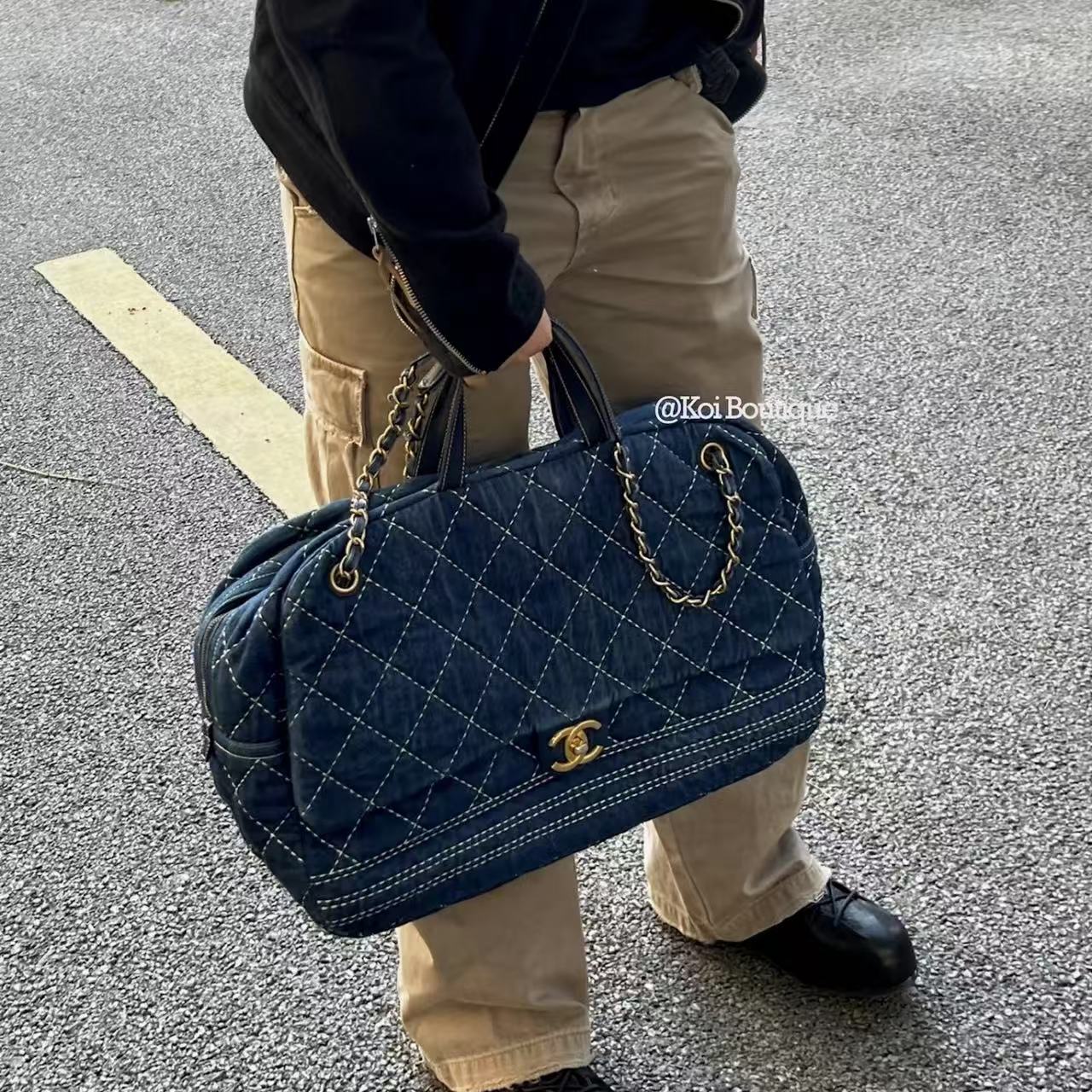 CHANE1 デニムチェーンハンドバッグ【50％割引+送料無料】