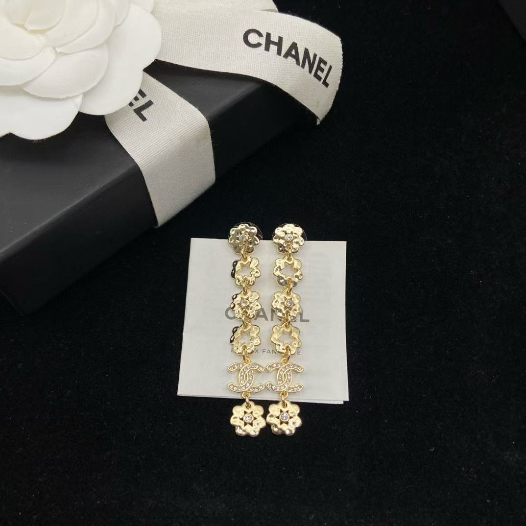 CHANE1 ダブルC タッセルフラワーイヤリング【50％割引+送料無料】