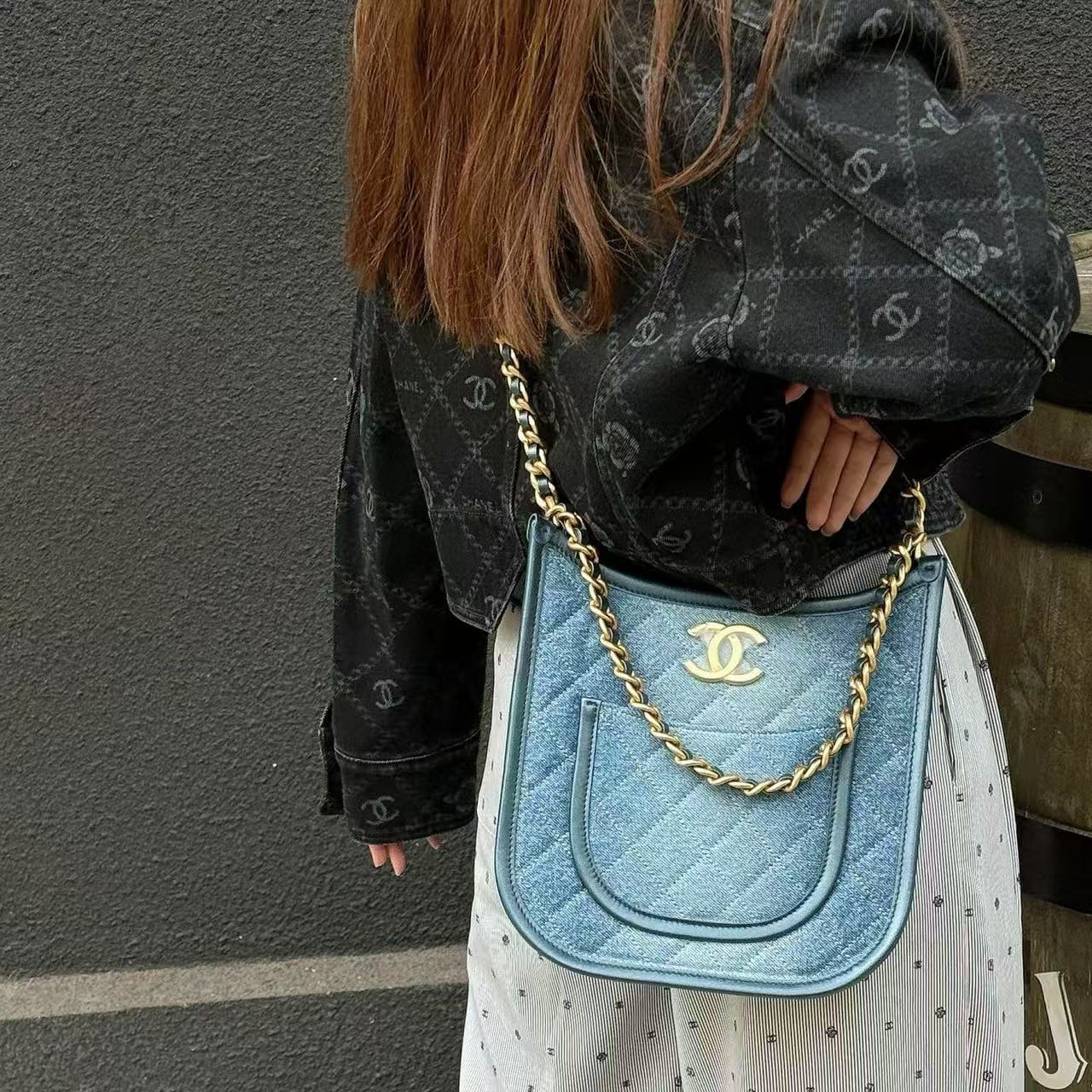 CHANE1 チェーンデニムクロスボディバッグ【50％割引+送料無料】