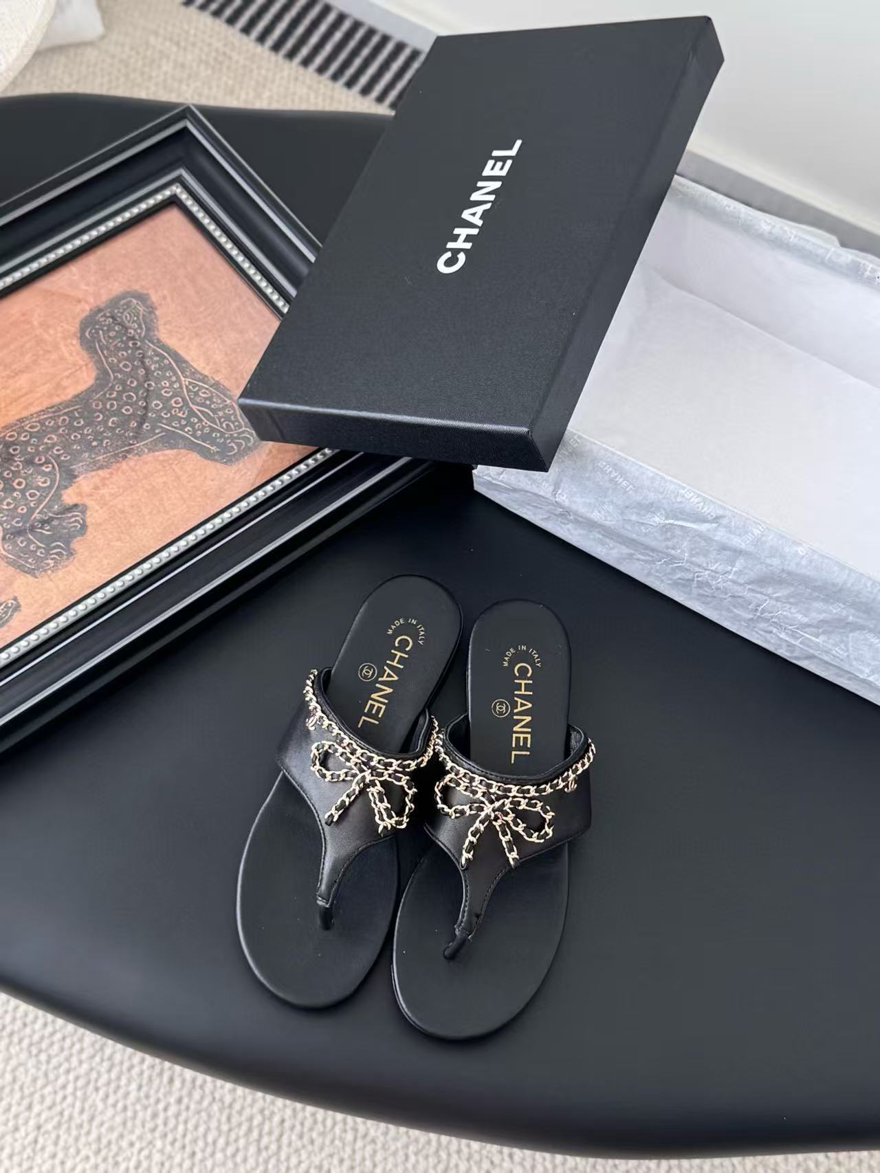 CHANE1 高品質ボウチェーンスリッパ【50％割引+送料無料】