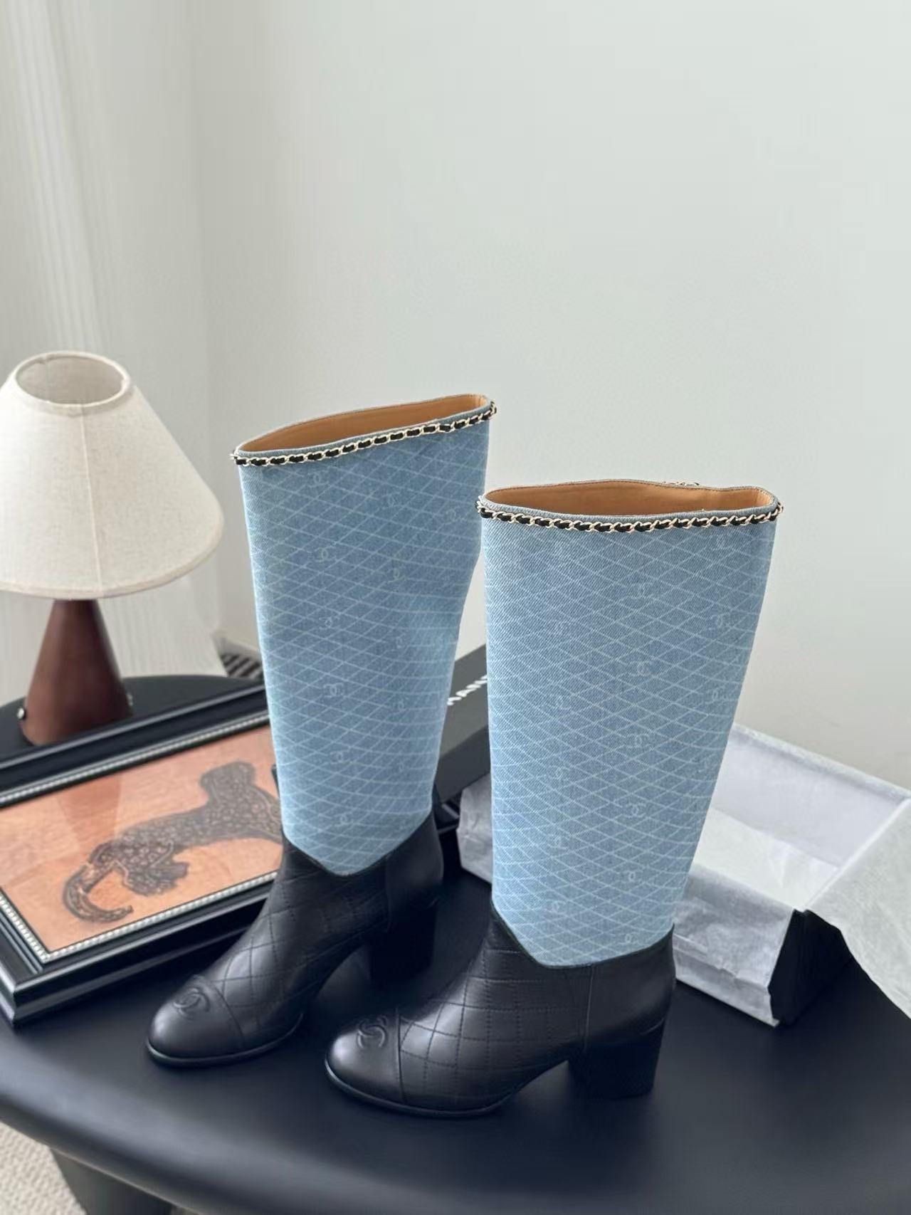 CHANE1 高品質ロゴチェーンハイブーツ【50％割引+送料無料】