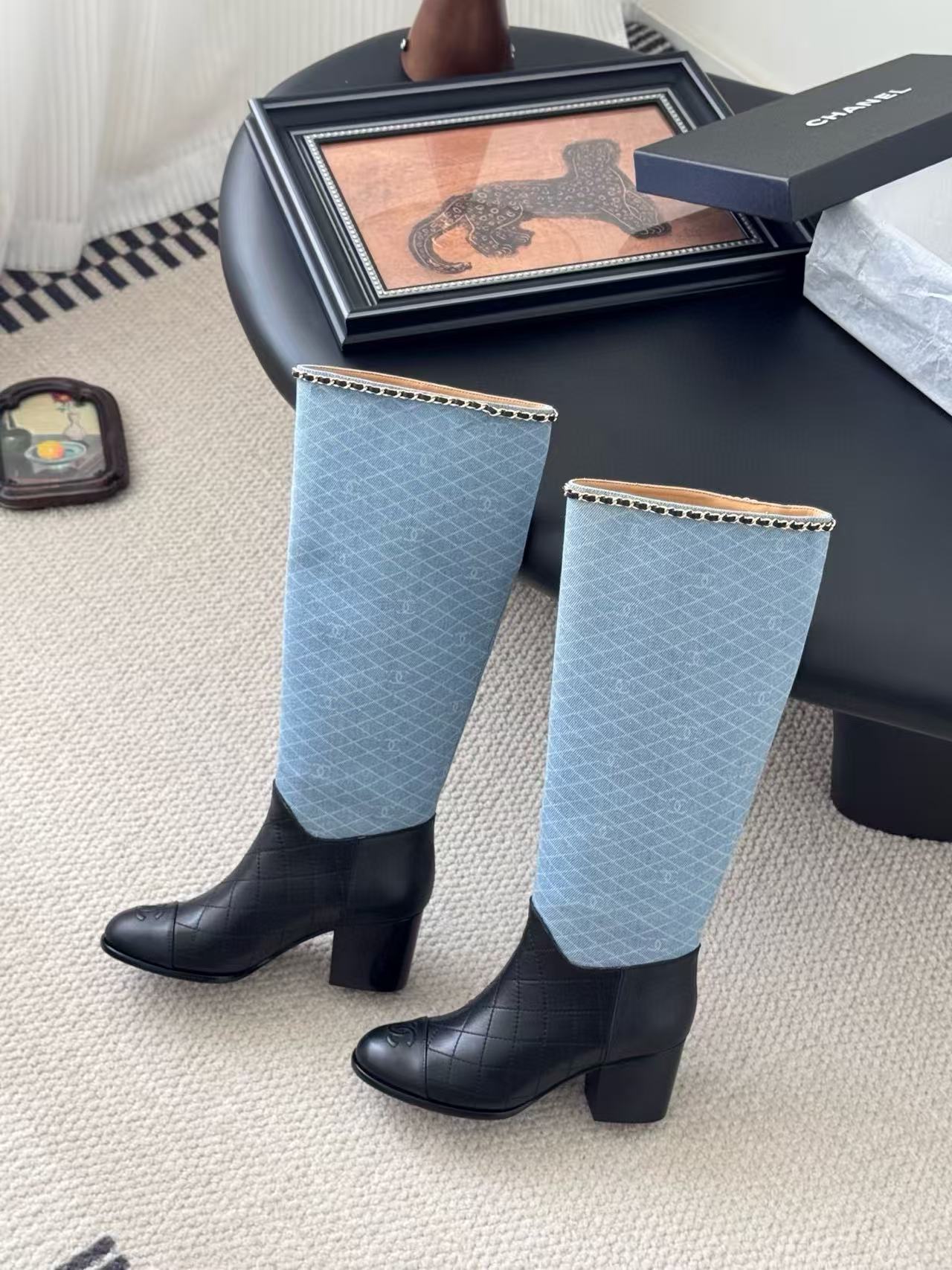 CHANE1 高品質ロゴチェーンハイブーツ【50％割引+送料無料】