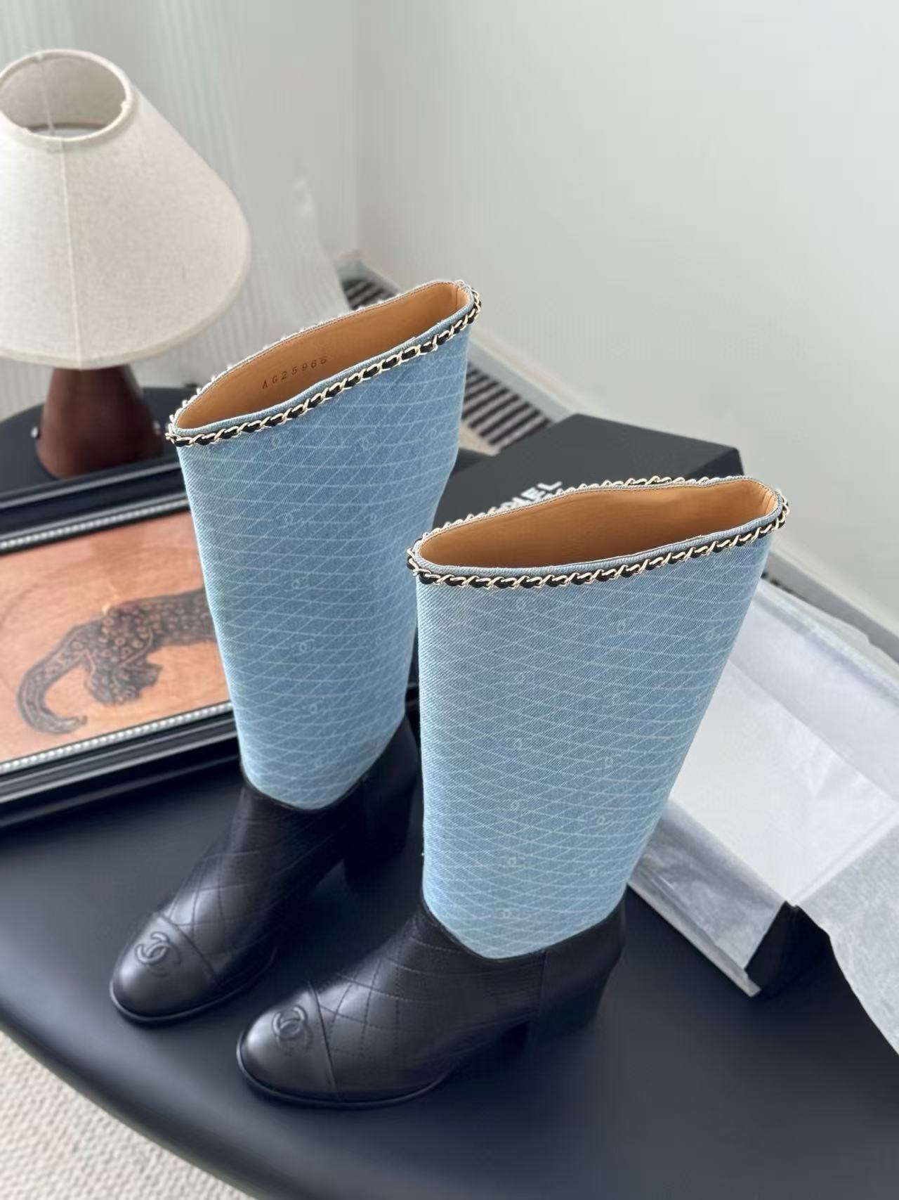 CHANE1 高品質ロゴチェーンハイブーツ【50％割引+送料無料】