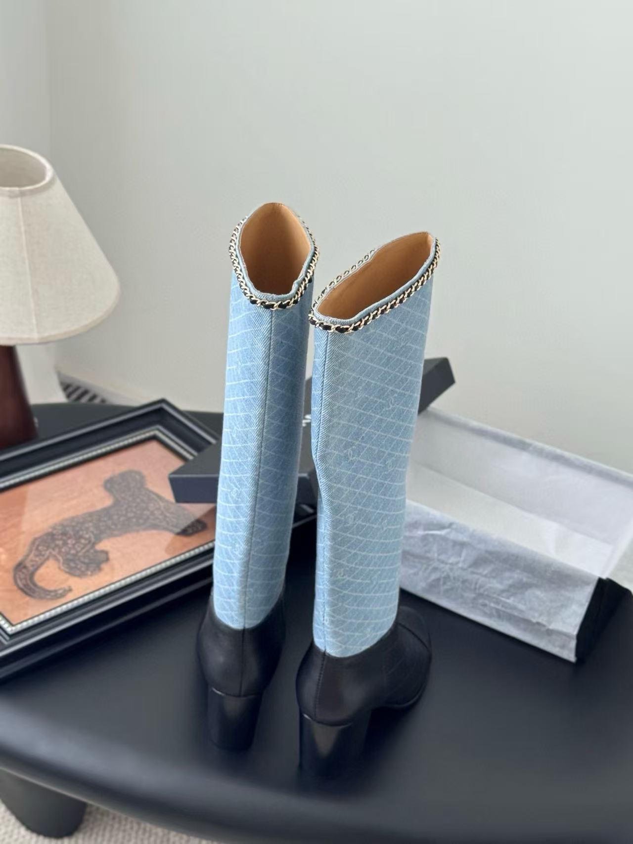 CHANE1 高品質ロゴチェーンハイブーツ【50％割引+送料無料】