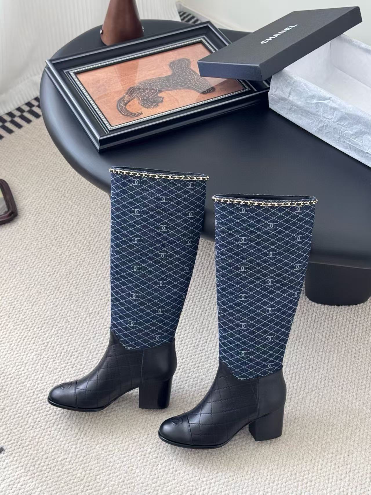 CHANE1 高品質ロゴチェーンハイブーツ【50％割引+送料無料】