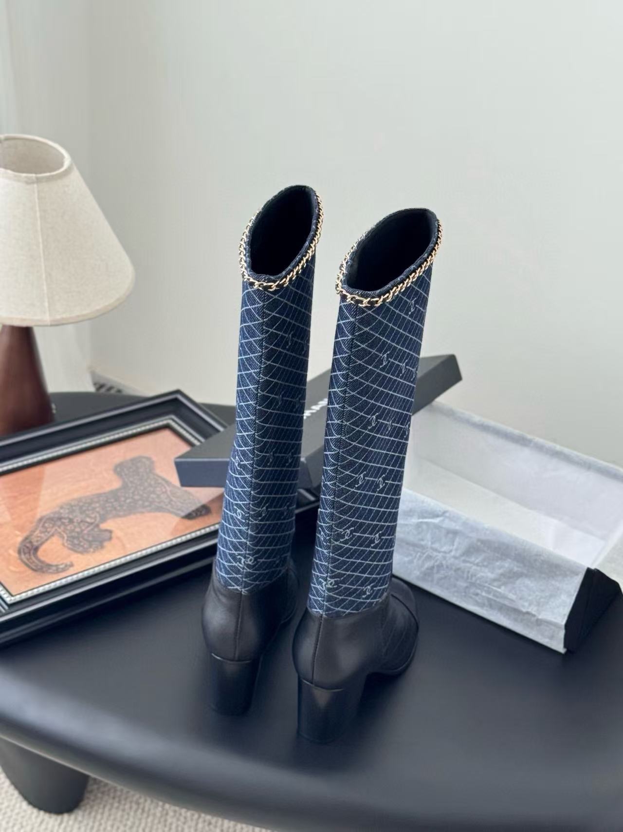 CHANE1 高品質ロゴチェーンハイブーツ【50％割引+送料無料】