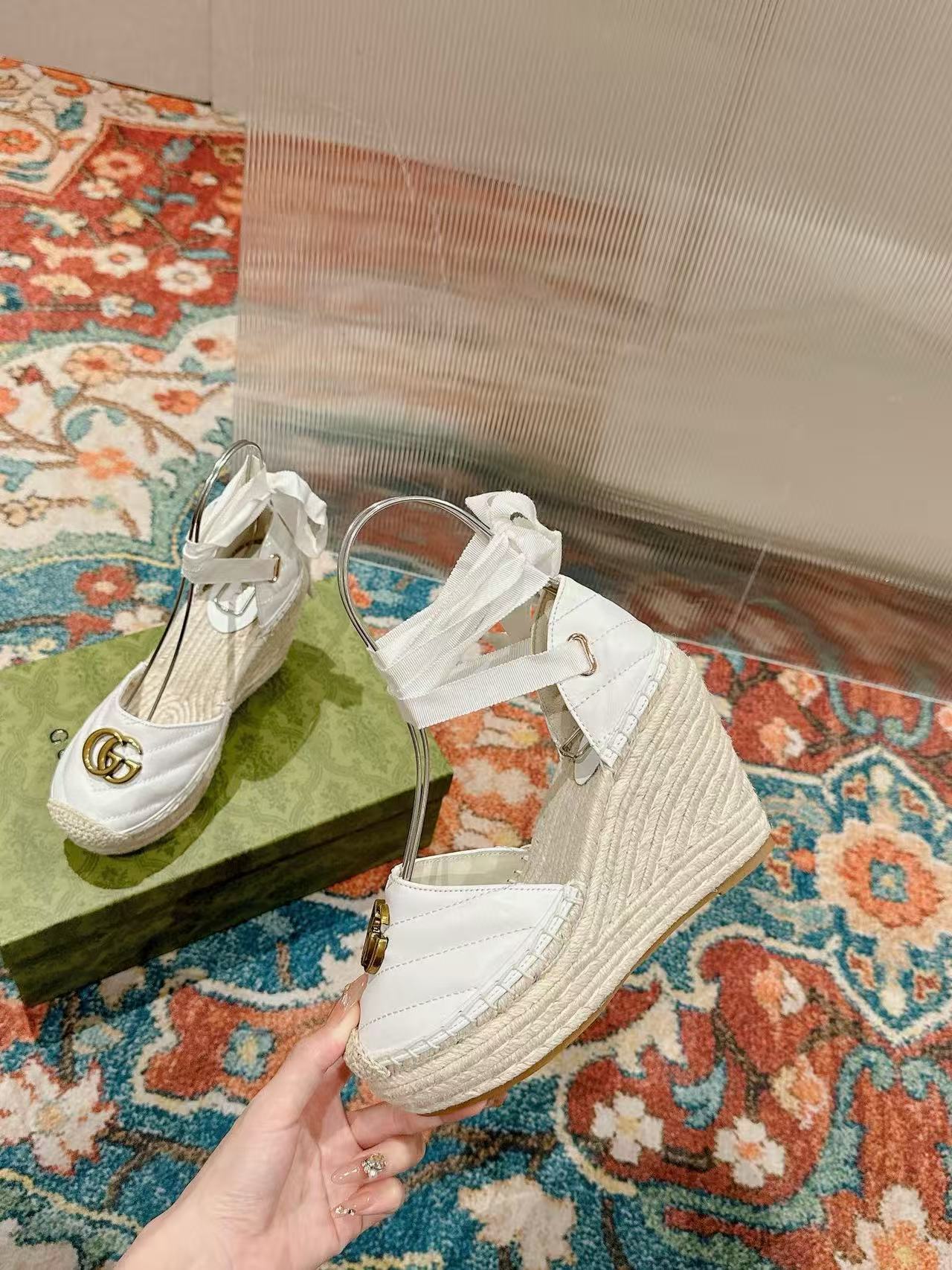 GUCC1 高級麦わら厚底漁師靴【50％割引+送料無料】