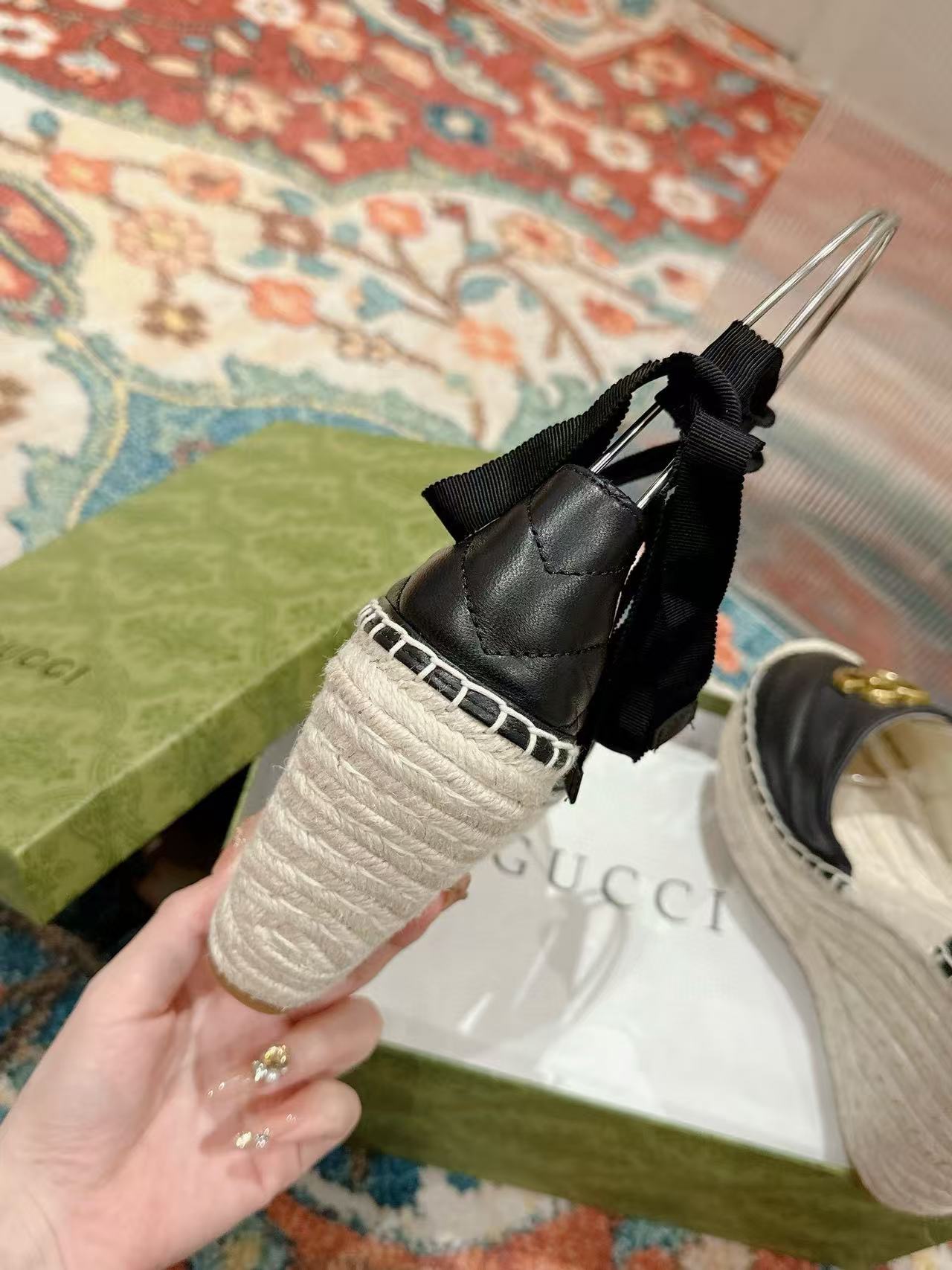 GUCC1 高級麦わら厚底漁師靴【50％割引+送料無料】