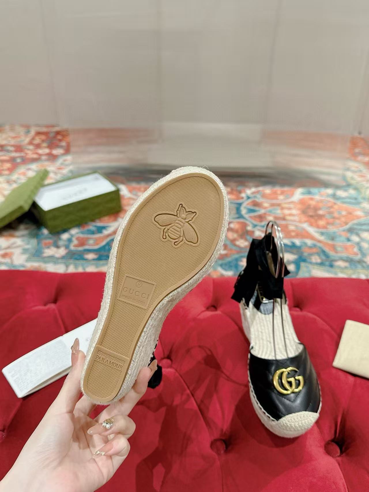 GUCC1 高級麦わら厚底漁師靴【50％割引+送料無料】