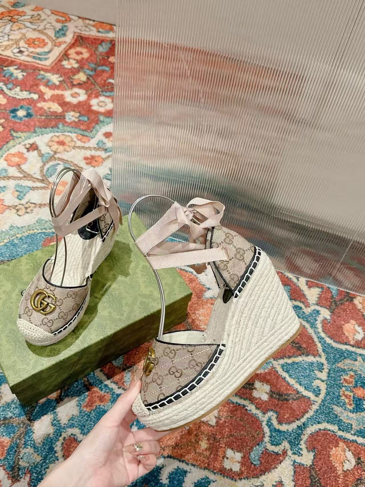 GUCC1 高級麦わら厚底漁師靴【50％割引+送料無料】