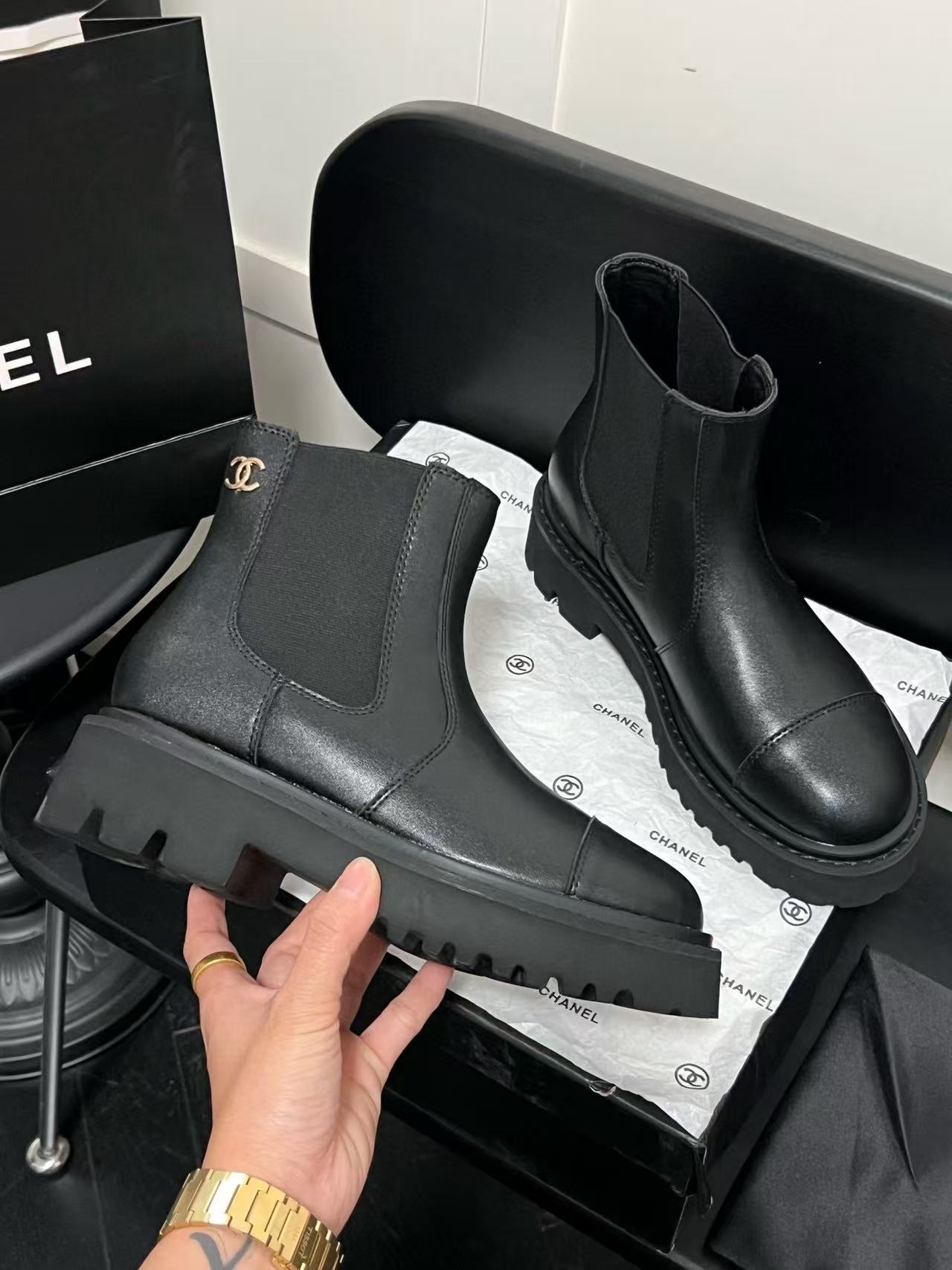 CHANE1 シンプルダブルCショートブーツ【50％割引+送料無料】