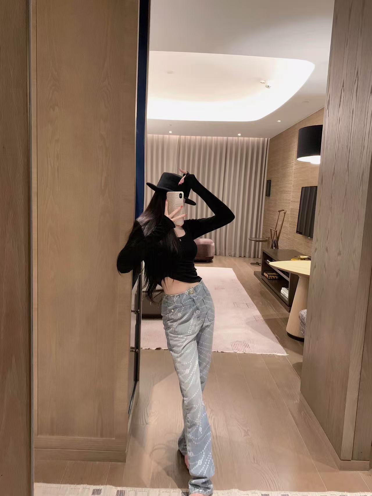 CHANE1 ドットプリントジーンズ【50％割引+送料無料】