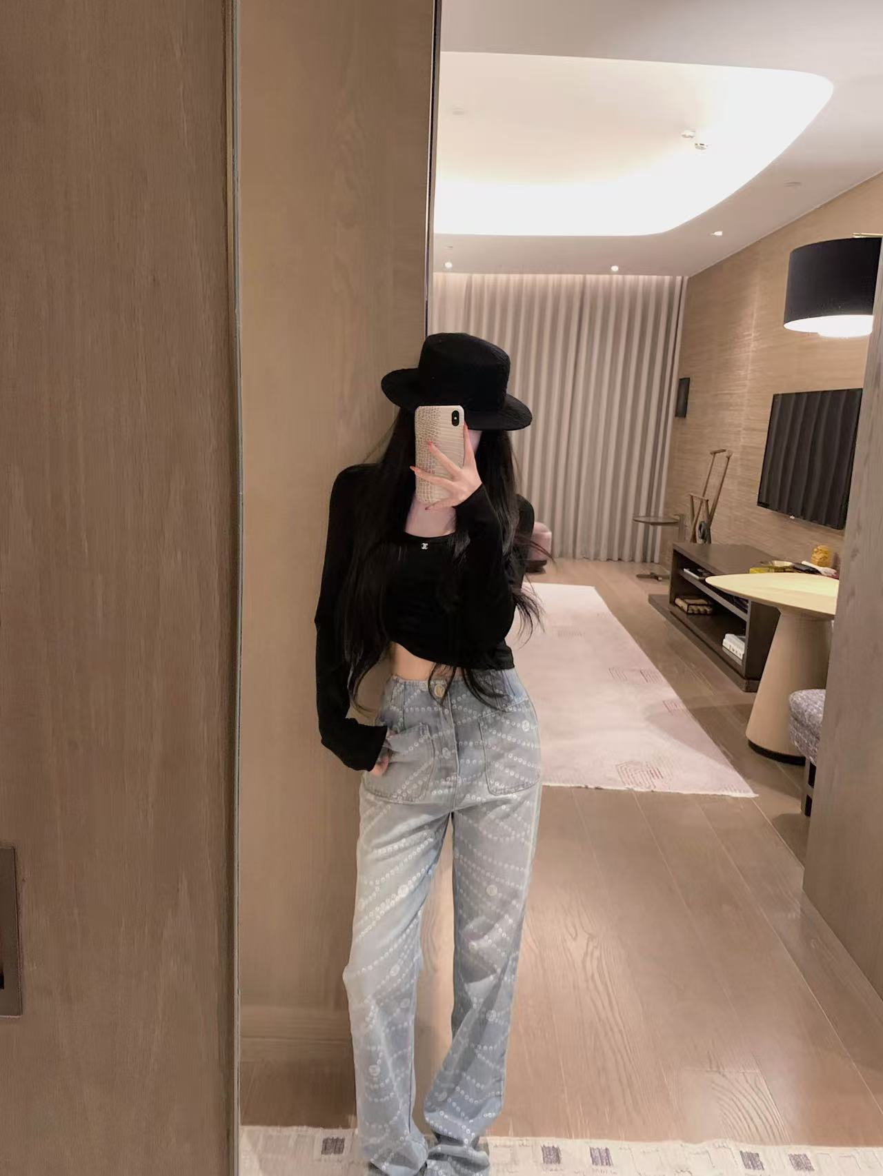 CHANE1 ドットプリントジーンズ【50％割引+送料無料】