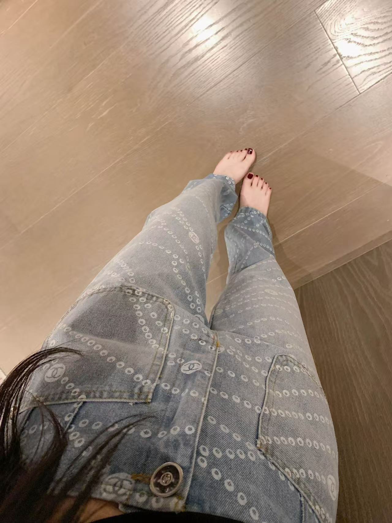 CHANE1 ドットプリントジーンズ【50％割引+送料無料】