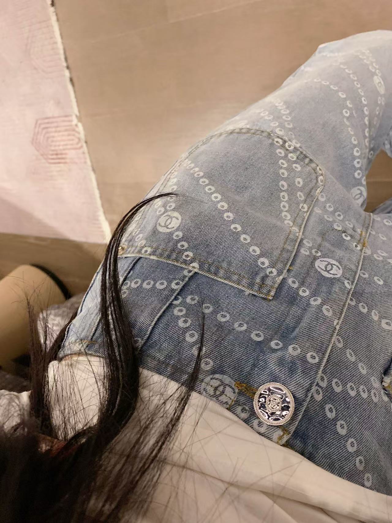 CHANE1 ドットプリントジーンズ【50％割引+送料無料】