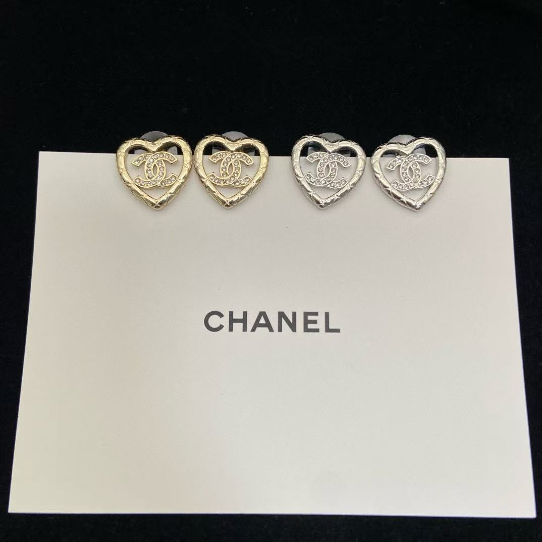CHANE1 ダブルC ピーチハート イヤリング【50％割引+送料無料】