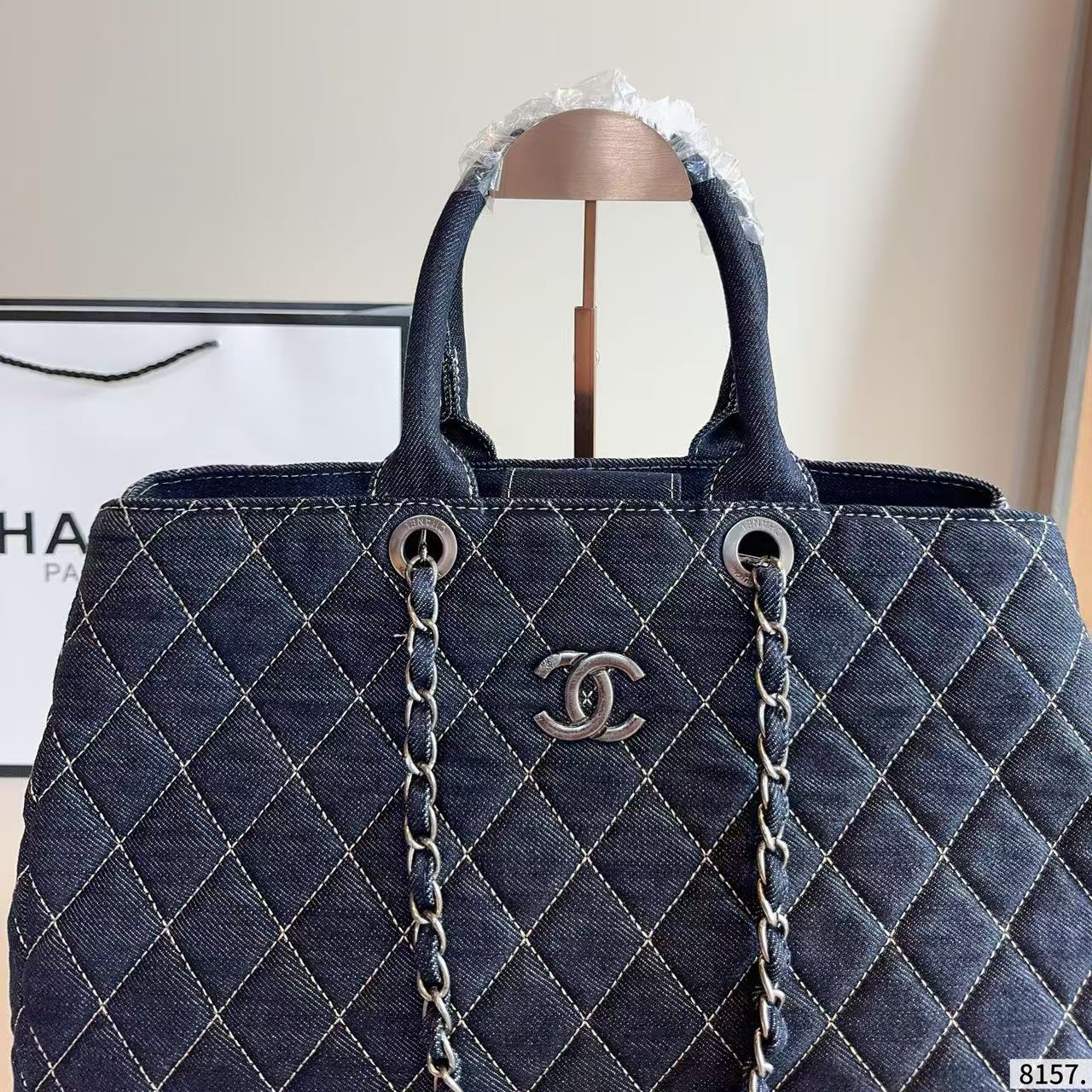 CHANE1 デニムチェーンショッピングバッグ【50％割引+送料無料】