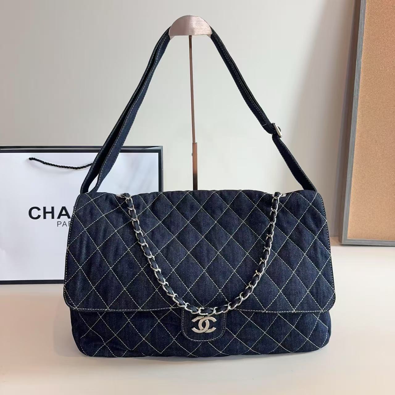 CHANE1 チェーンデニムショルダーバッグ【50％割引+送料無料】