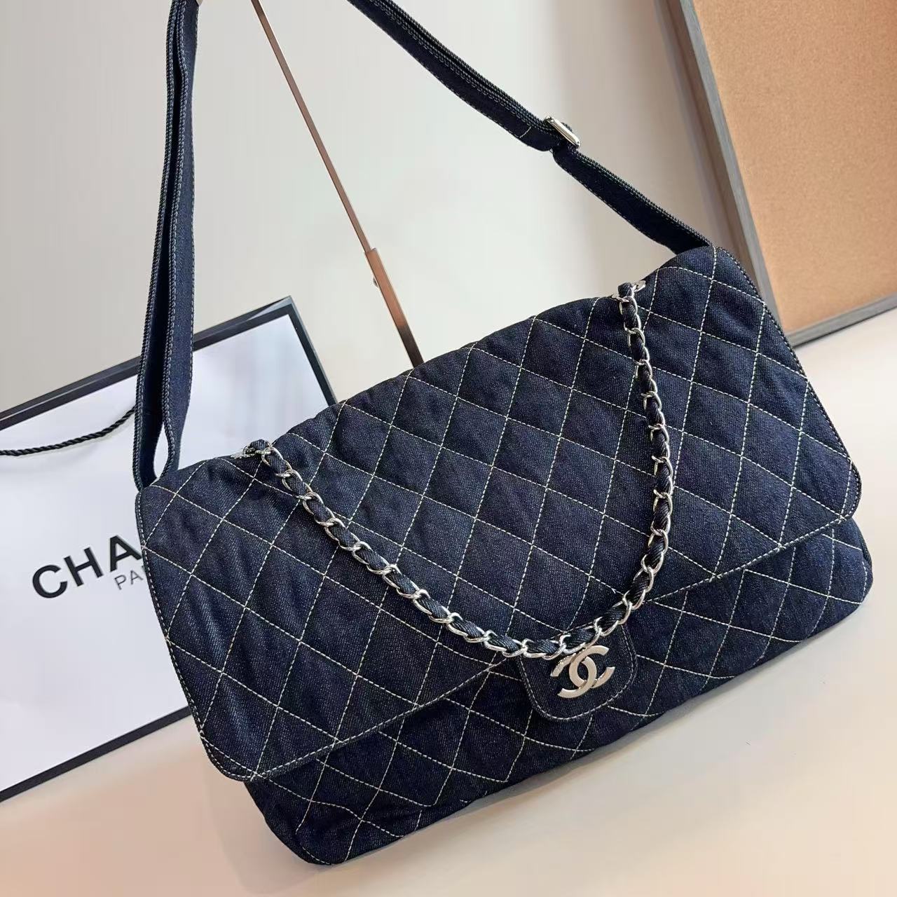 CHANE1 チェーンデニムショルダーバッグ【50％割引+送料無料】