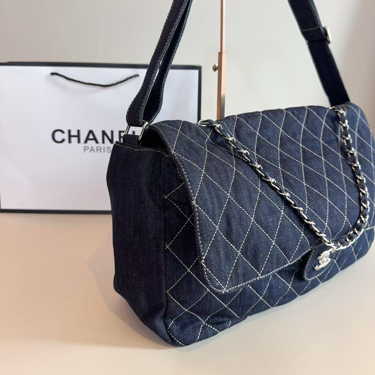 CHANE1 チェーンデニムショルダーバッグ【50％割引+送料無料】