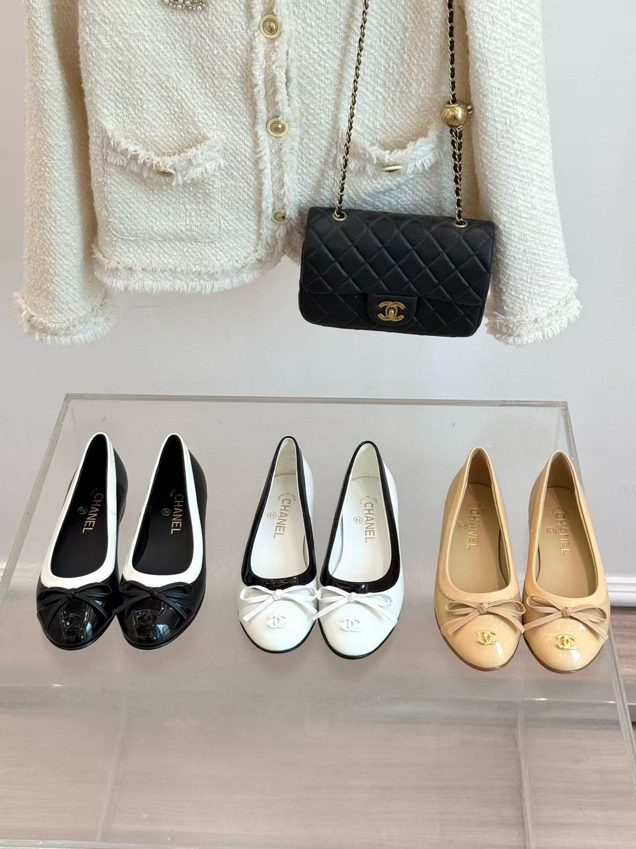 CHANE1 高品質ダブルCボウフラットシューズ【50％割引+送料無料】