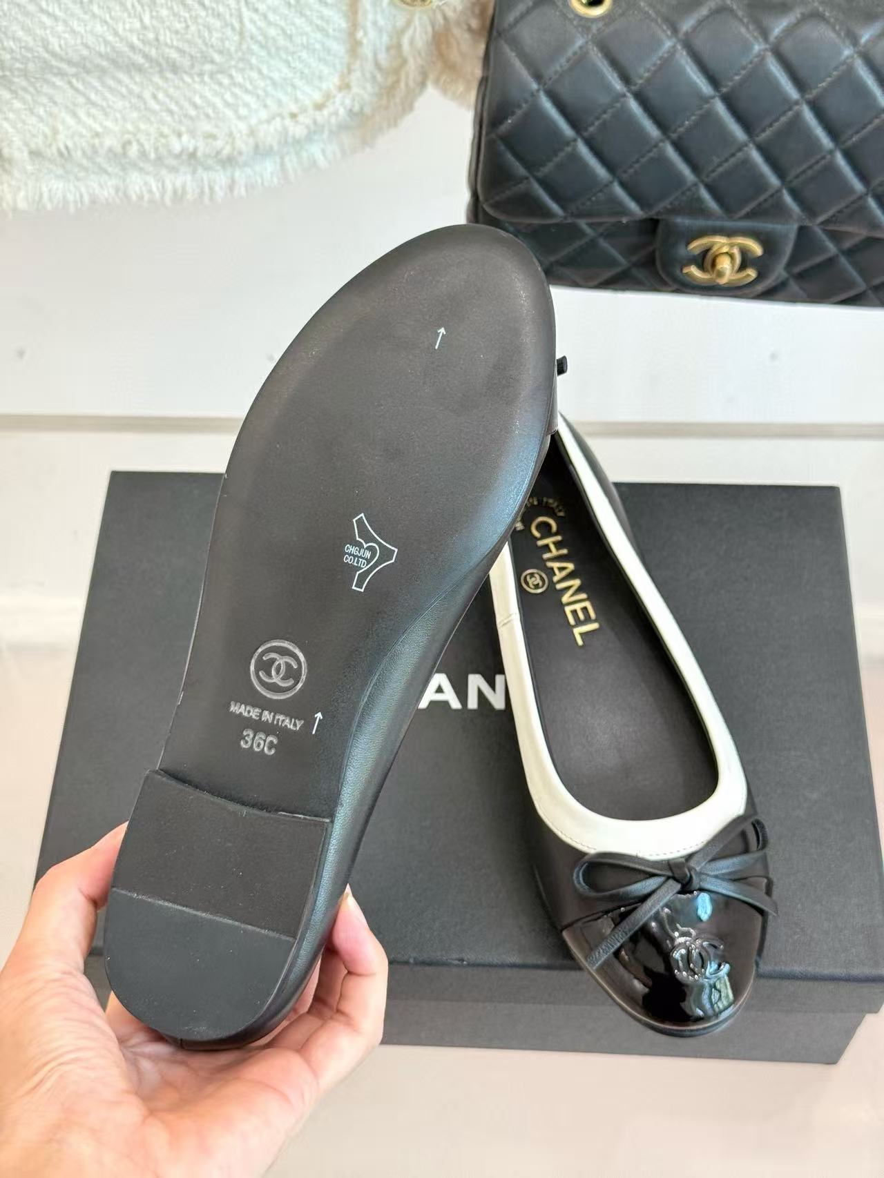 CHANE1 高品質ダブルCボウフラットシューズ【50％割引+送料無料】