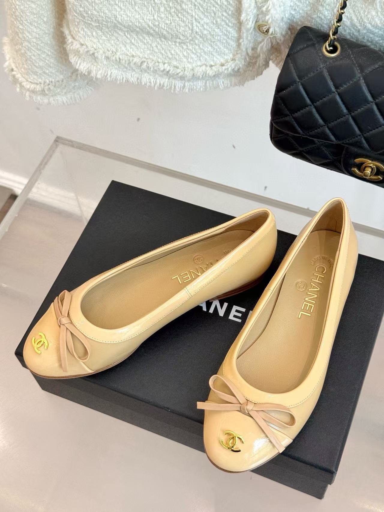 CHANE1 高品質ダブルCボウフラットシューズ【50％割引+送料無料】