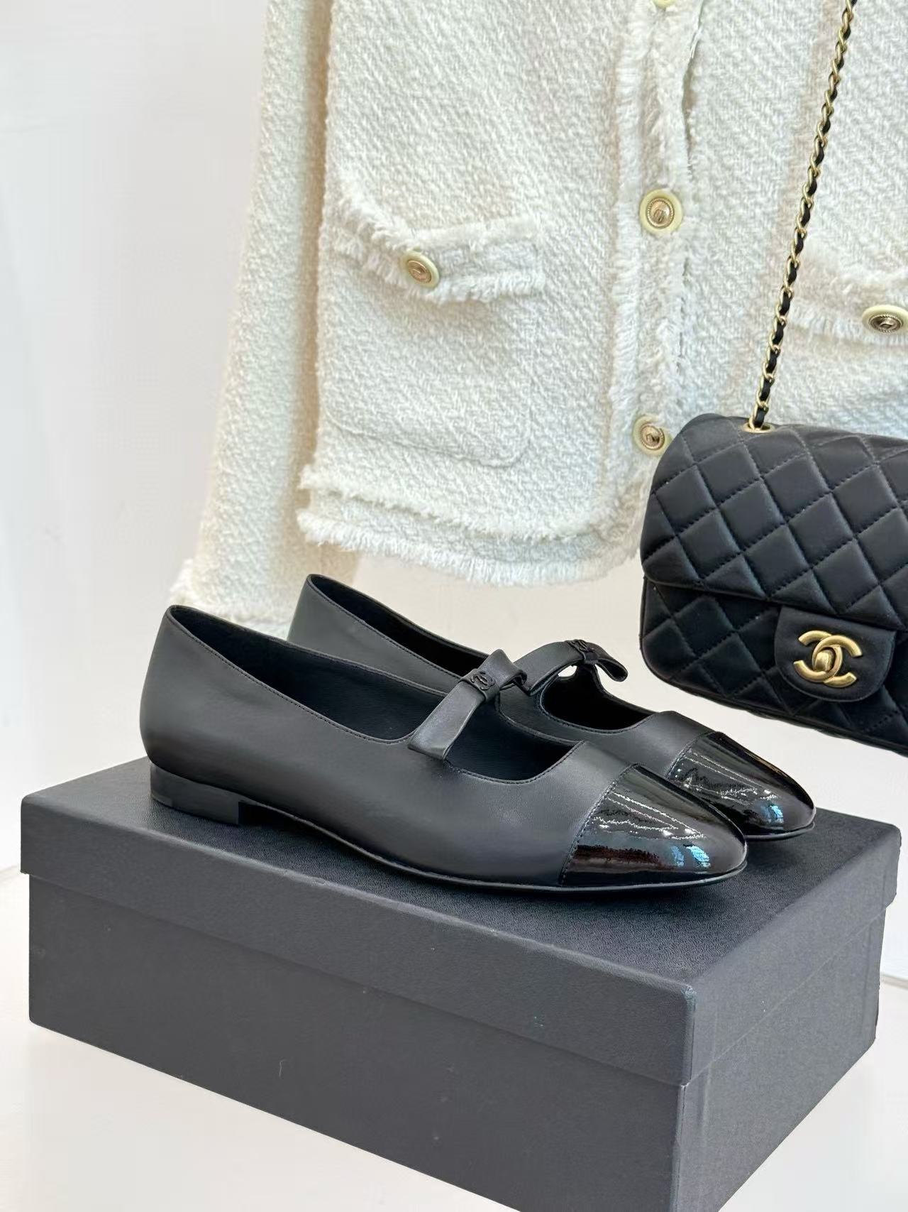 CHANE1 高品質ダブルCボウフラットシューズ【50％割引+送料無料】