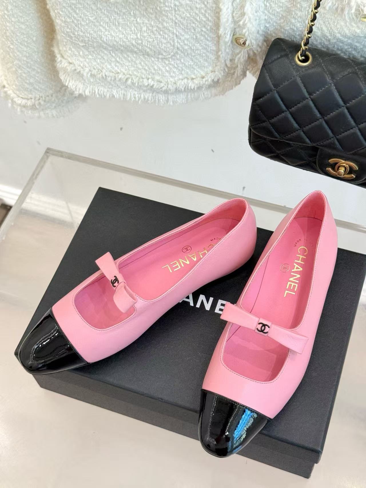 CHANE1 高品質ダブルCボウフラットシューズ【50％割引+送料無料】