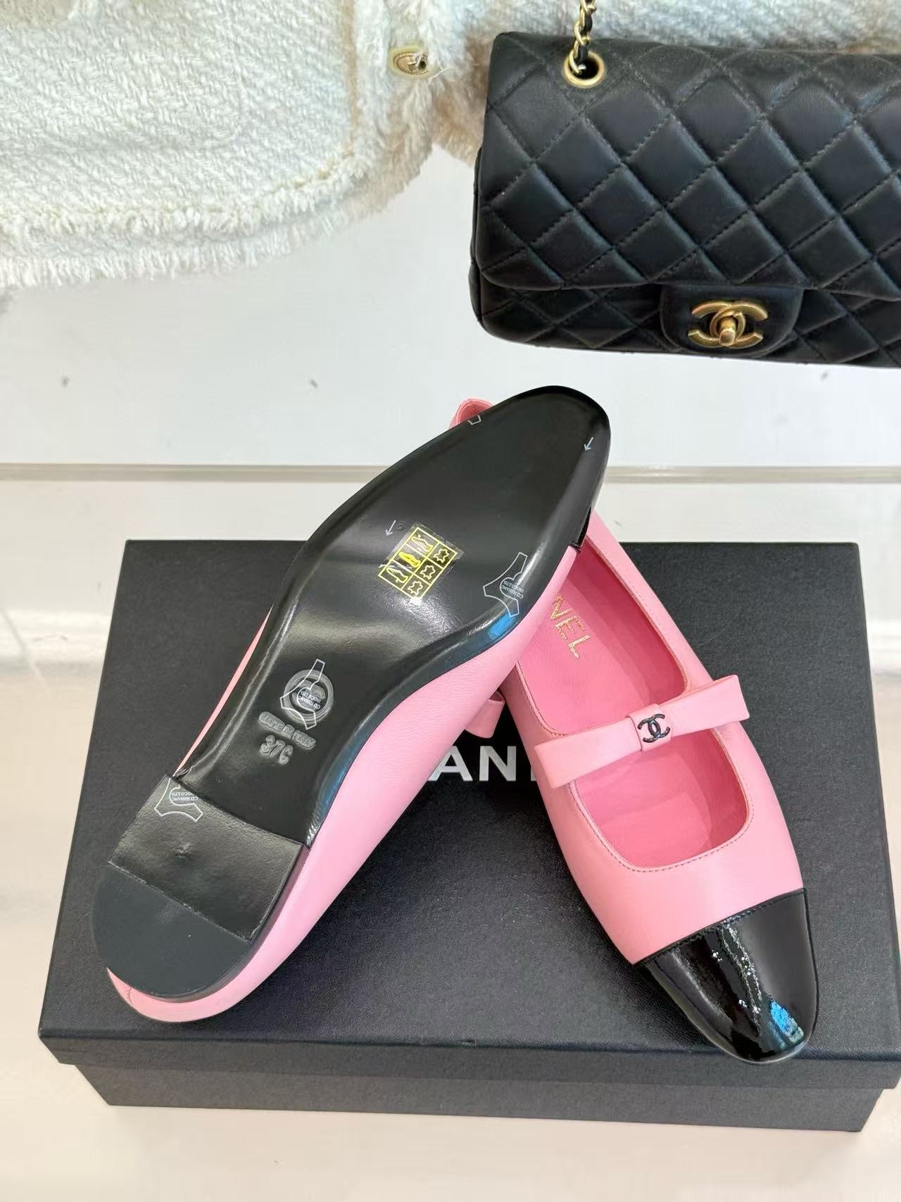 CHANE1 高品質ダブルCボウフラットシューズ【50％割引+送料無料】