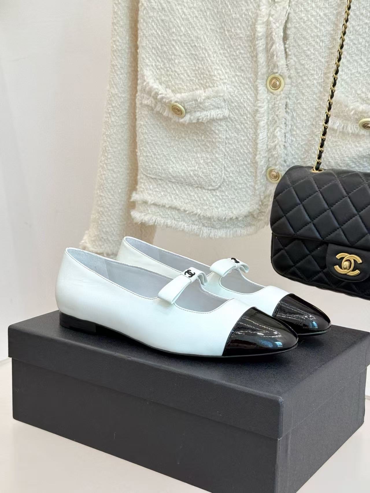 CHANE1 高品質ダブルCボウフラットシューズ【50％割引+送料無料】