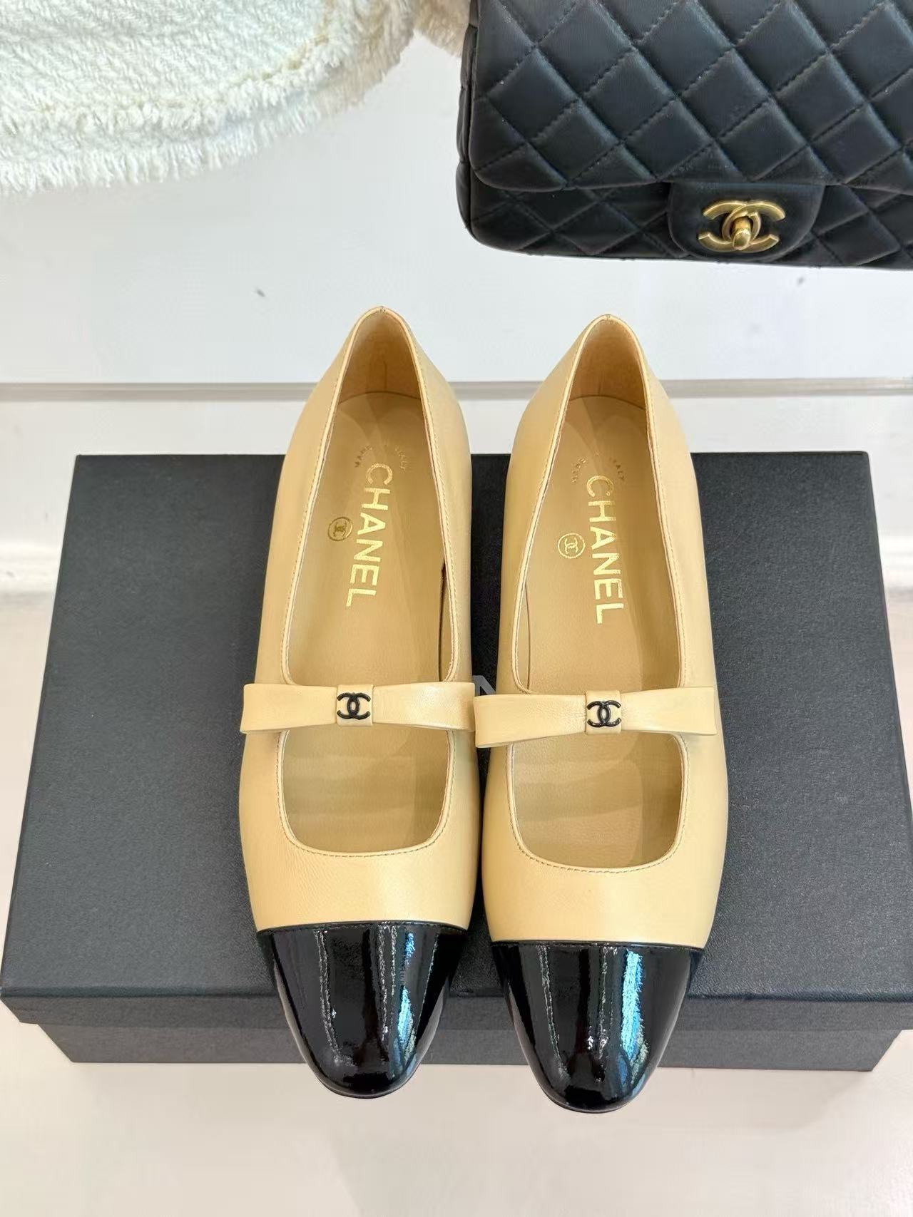 CHANE1 高品質ダブルCボウフラットシューズ【50％割引+送料無料】