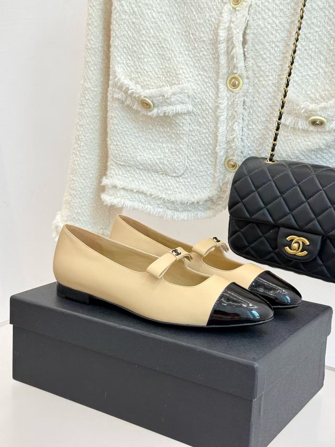 CHANE1 高品質ダブルCボウフラットシューズ【50％割引+送料無料】