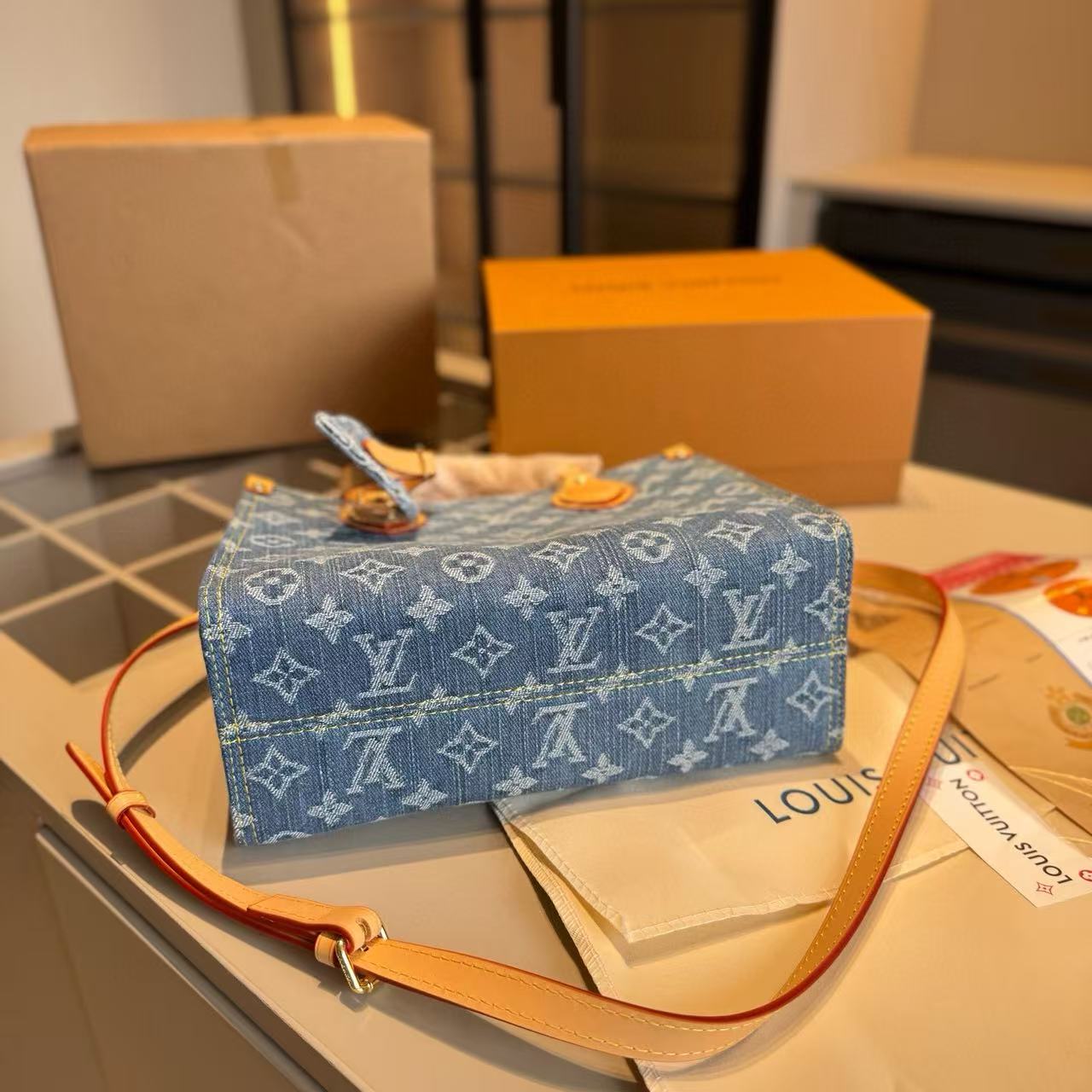 LVプリントデニムハンドバッグ【50％割引+送料無料】