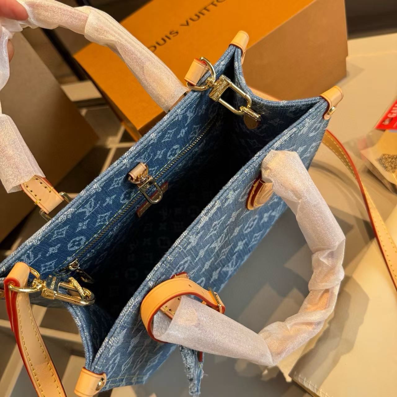 LVプリントデニムハンドバッグ【50％割引+送料無料】
